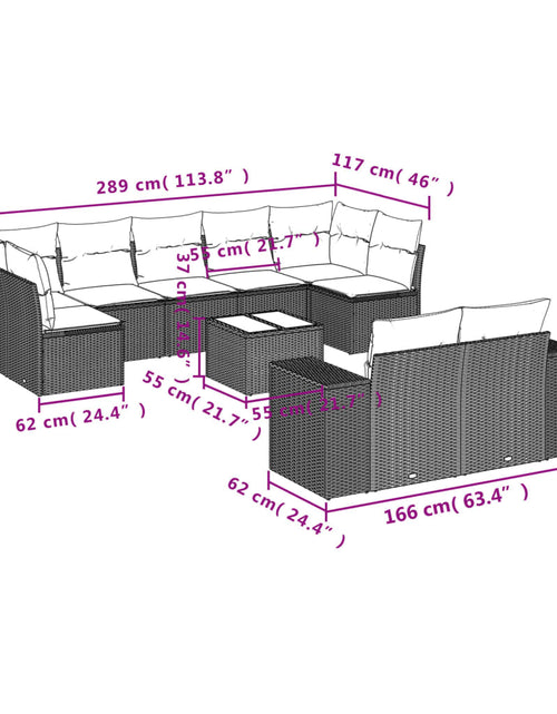 Încărcați imaginea în vizualizatorul Galerie, Set canapele de grădină cu perne, 10 piese, maro, poliratan
