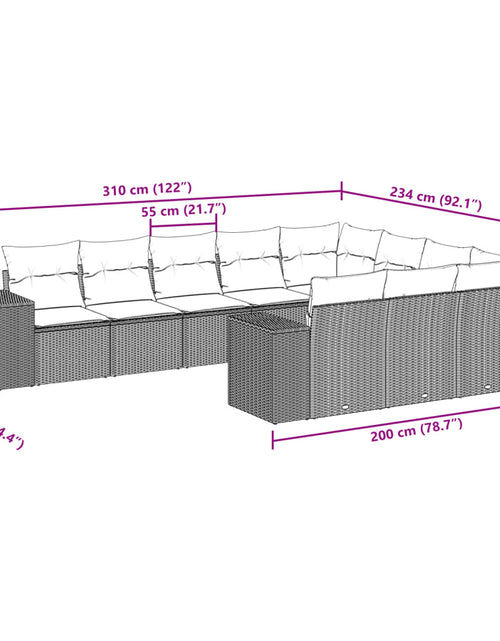 Загрузите изображение в средство просмотра галереи, Set canapele de grădină cu perne, 10 piese, bej, poliratan
