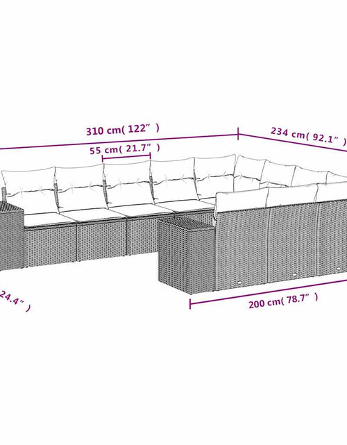 Încărcați imaginea în vizualizatorul Galerie, Set canapele de grădină cu perne, 10 piese, maro, poliratan
