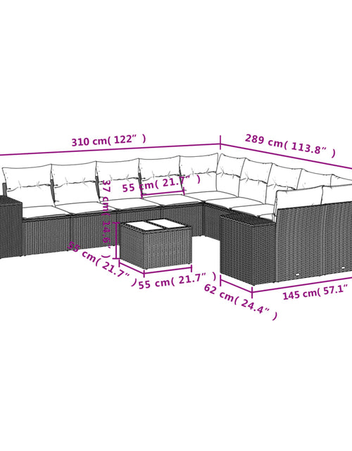 Загрузите изображение в средство просмотра галереи, Set canapele de grădină cu perne, 11 piese, maro, poliratan
