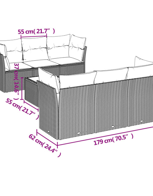 Încărcați imaginea în vizualizatorul Galerie, Set canapele de grădină, 7 piese, cu perne, bej, poliratan
