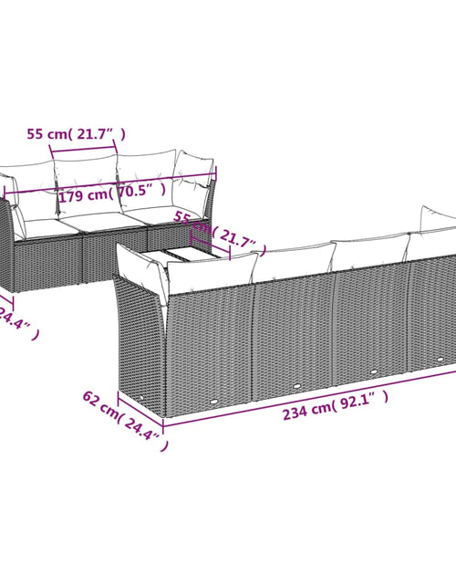 Загрузите изображение в средство просмотра галереи, Set canapele de grădină cu perne, 8 piese, maro, poliratan
