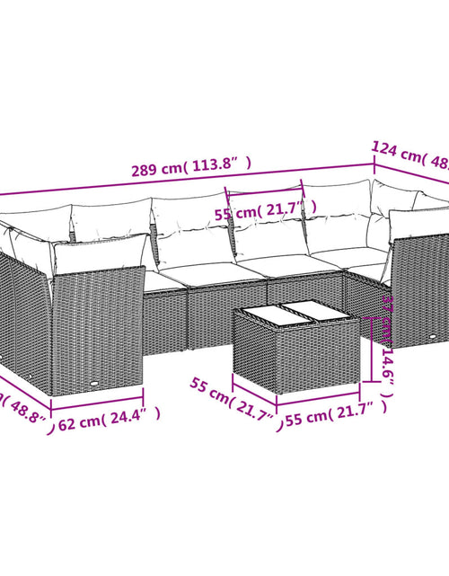 Загрузите изображение в средство просмотра галереи, Set canapele de grădină, 8 piese, cu perne, bej, poliratan
