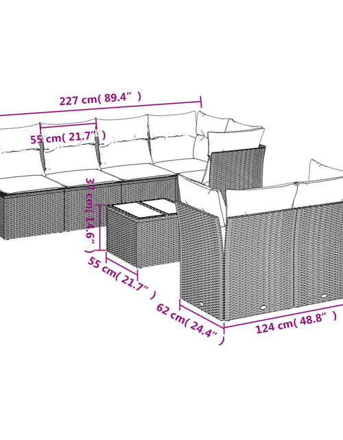 Загрузите изображение в средство просмотра галереи, Set canapele de grădină, 8 piese, cu perne, bej, poliratan

