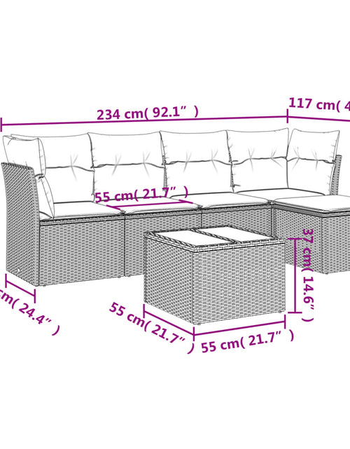 Загрузите изображение в средство просмотра галереи, Set canapele de grădină cu perne, 6 piese, bej, poliratan
