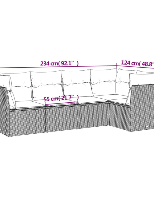 Загрузите изображение в средство просмотра галереи, Set canapele de grădină cu perne, 5 piese, bej, poliratan
