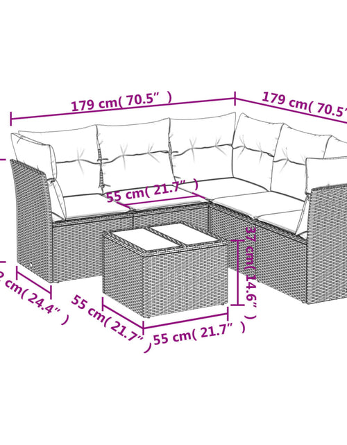 Загрузите изображение в средство просмотра галереи, Set mobilier grădină cu perne, 6 piese, gri, poliratan
