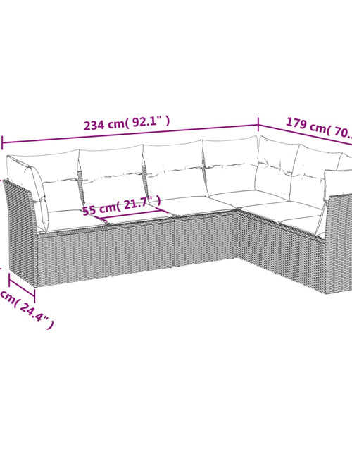 Загрузите изображение в средство просмотра галереи, Set canapele de grădină cu perne, 6 piese, maro, poliratan
