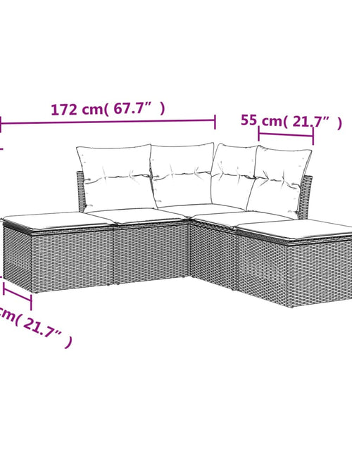 Загрузите изображение в средство просмотра галереи, Set mobilier de grădină cu perne, 5 piese, negru, poliratan
