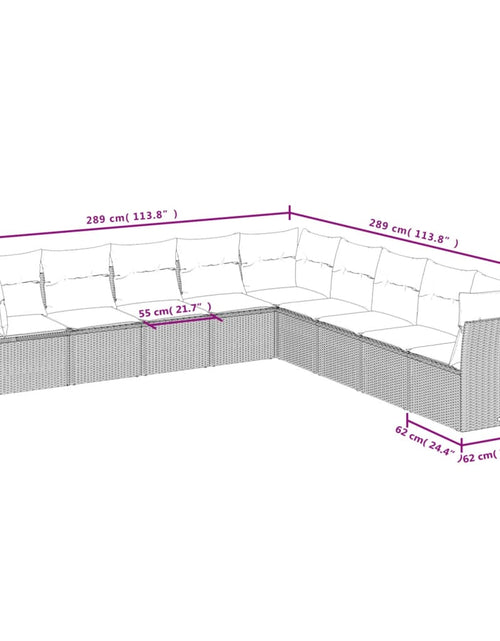 Загрузите изображение в средство просмотра галереи, Set canapele de grădină, 9 piese, cu perne, bej, poliratan

