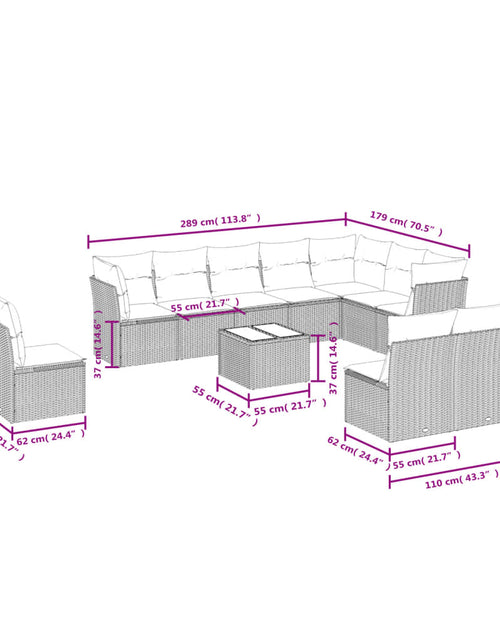 Загрузите изображение в средство просмотра галереи, Set canapele de grădină cu perne, 11 piese, bej, poliratan

