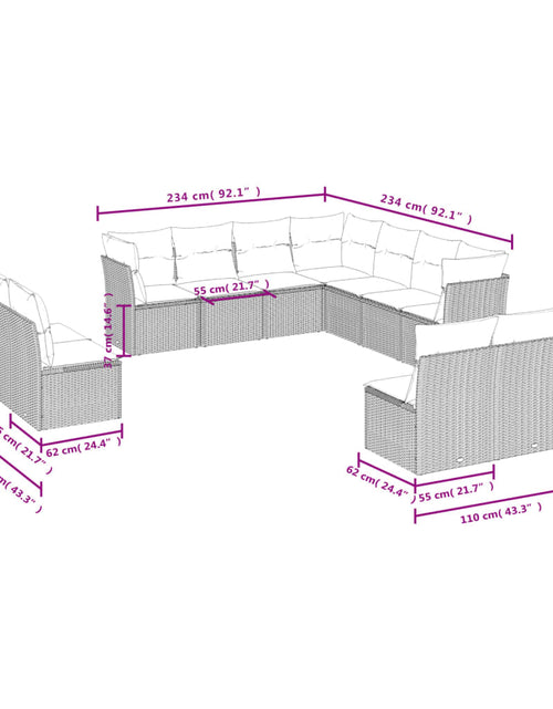 Загрузите изображение в средство просмотра галереи, Set canapele de grădină cu perne, 11 piese, bej, poliratan
