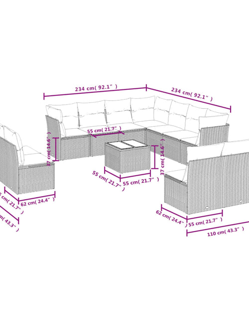 Загрузите изображение в средство просмотра галереи, Set canapele de grădină cu perne, 12 piese, bej, poliratan
