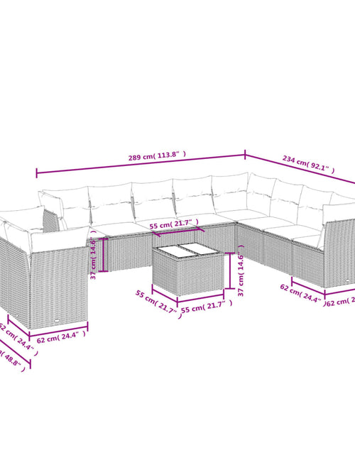 Загрузите изображение в средство просмотра галереи, Set canapele de grădină cu perne, 11 piese, bej, poliratan
