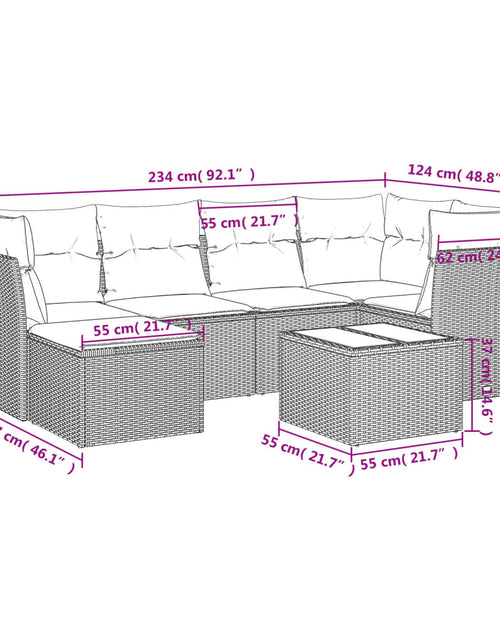 Загрузите изображение в средство просмотра галереи, Set canapele de grădină, 7 piese, cu perne, bej, poliratan
