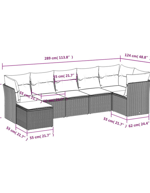 Încărcați imaginea în vizualizatorul Galerie, Set canapele de grădină, 7 piese, cu perne, bej, poliratan
