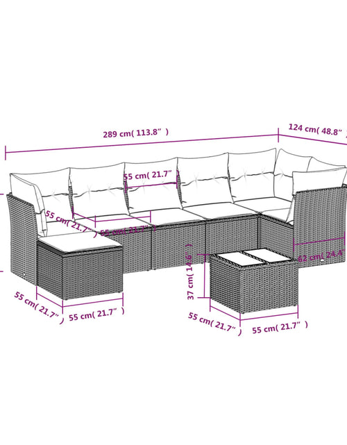 Загрузите изображение в средство просмотра галереи, Set canapele de grădină, 8 piese, cu perne, bej, poliratan
