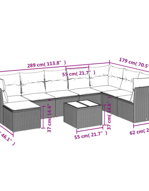 Загрузите изображение в средство просмотра галереи, Set canapele de grădină, 9 piese, cu perne, bej, poliratan
