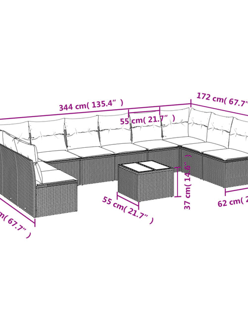 Загрузите изображение в средство просмотра галереи, Set canapele de grădină cu perne, 11 piese, bej, poliratan
