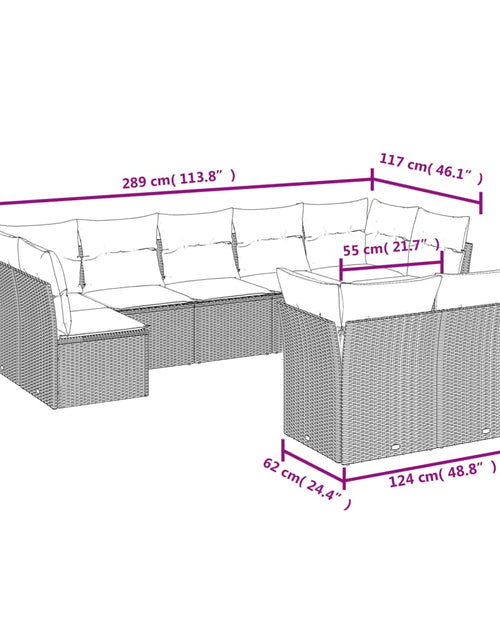 Загрузите изображение в средство просмотра галереи, Set mobilier de grădină cu perne, 9 piese, negru, poliratan - Lando
