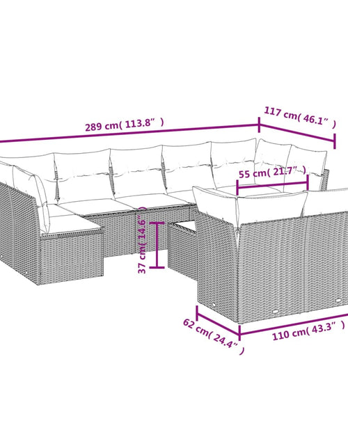 Загрузите изображение в средство просмотра галереи, Set canapele de grădină cu perne, 10 piese, bej, poliratan
