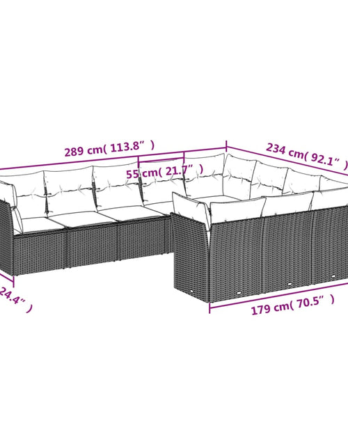 Încărcați imaginea în vizualizatorul Galerie, Set canapele de grădină cu perne, 10 piese, bej, poliratan

