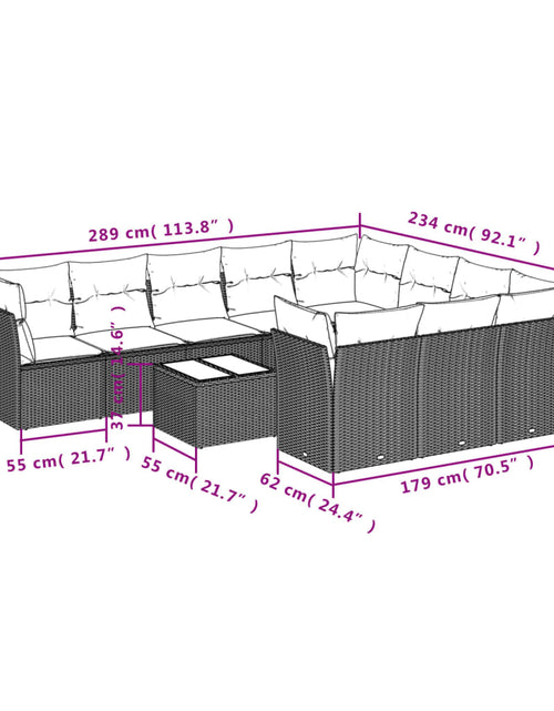 Загрузите изображение в средство просмотра галереи, Set canapele de grădină cu perne, 11 piese, maro, poliratan
