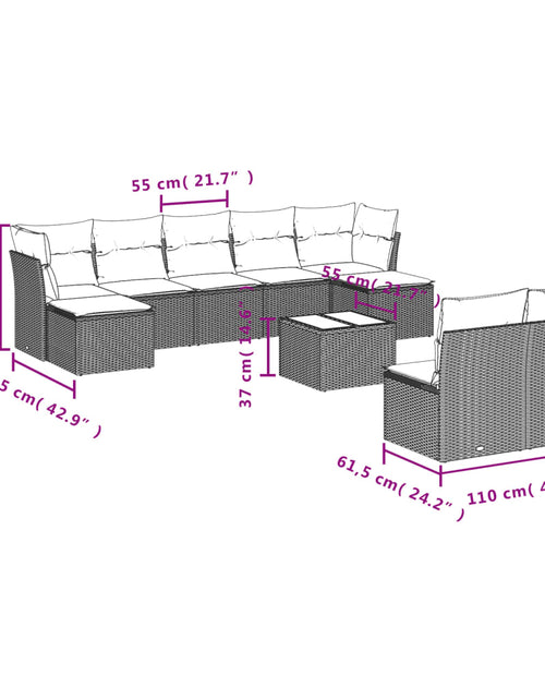 Загрузите изображение в средство просмотра галереи, Set canapele de grădină cu perne, 10 piese, bej, poliratan
