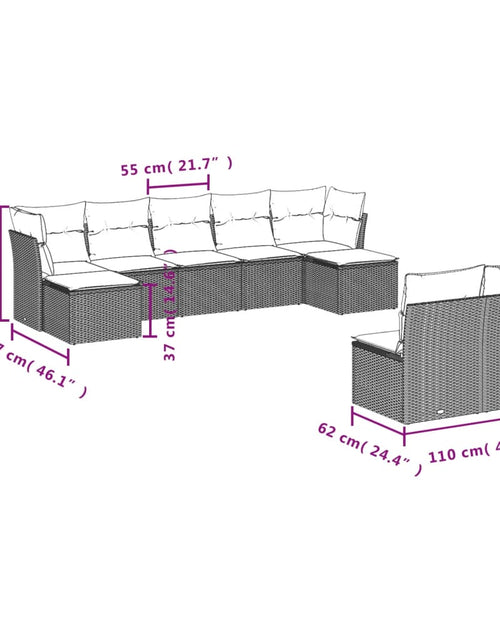 Загрузите изображение в средство просмотра галереи, Set mobilier de grădină cu perne, 10 piese, gri, poliratan
