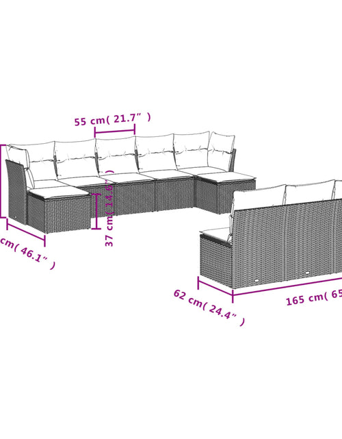 Încărcați imaginea în vizualizatorul Galerie, Set canapele de grădină cu perne, 10 piese, maro, poliratan
