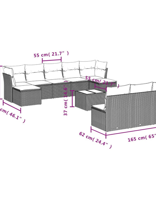Загрузите изображение в средство просмотра галереи, Set canapele de grădină cu perne, 11 piese, bej, poliratan
