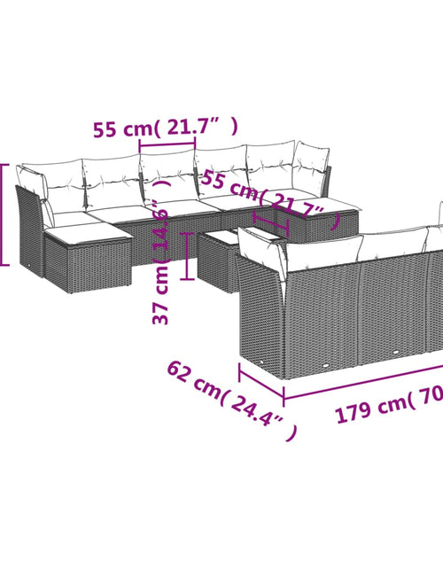 Загрузите изображение в средство просмотра галереи, Set canapele de grădină cu perne, 11 piese, maro, poliratan
