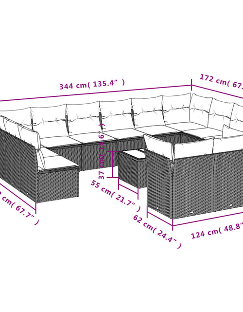 Загрузите изображение в средство просмотра галереи, Set canapele de grădină, 13 piese, cu perne, bej, poliratan
