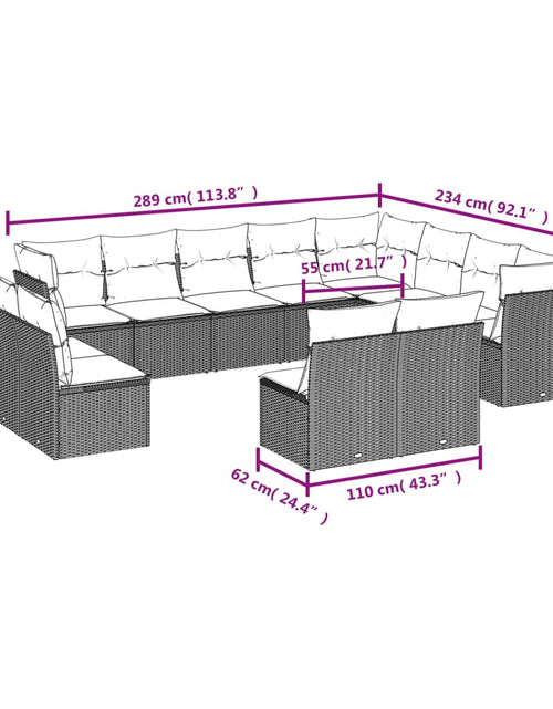 Încărcați imaginea în vizualizatorul Galerie, Set canapele de grădină cu perne, 12 piese, bej, poliratan
