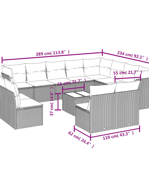 Загрузите изображение в средство просмотра галереи, Set canapele de grădină, 13 piese, cu perne, bej, poliratan
