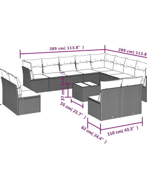 Загрузите изображение в средство просмотра галереи, Set canapele de grădină, 14 piese, cu perne, bej, poliratan
