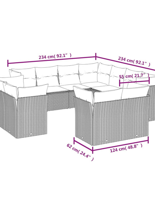 Загрузите изображение в средство просмотра галереи, Set canapele de grădină cu perne, 11 piese, bej, poliratan
