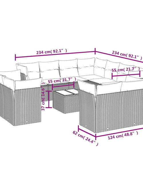 Загрузите изображение в средство просмотра галереи, Set canapele de grădină cu perne, 12 piese, bej, poliratan
