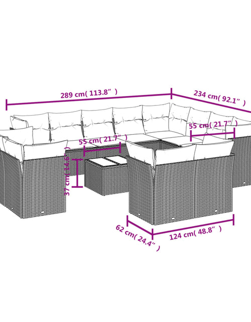Загрузите изображение в средство просмотра галереи, Set canapele de grădină, 13 piese, cu perne, bej, poliratan
