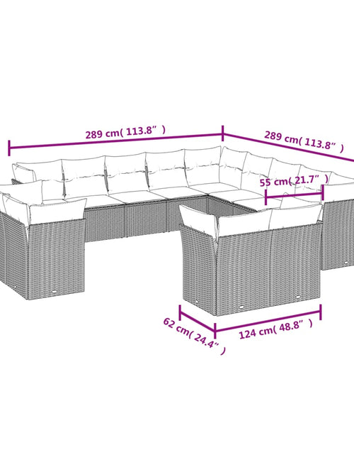 Загрузите изображение в средство просмотра галереи, Set canapele de grădină, 13 piese, cu perne, bej, poliratan

