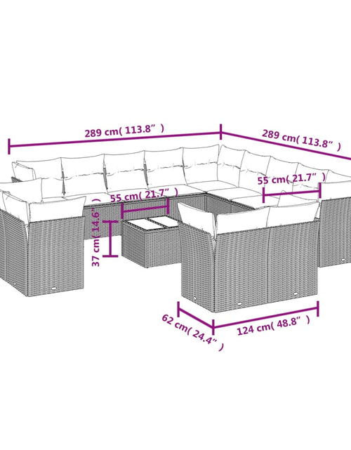 Загрузите изображение в средство просмотра галереи, Set canapele de grădină, 14 piese, cu perne, bej, poliratan
