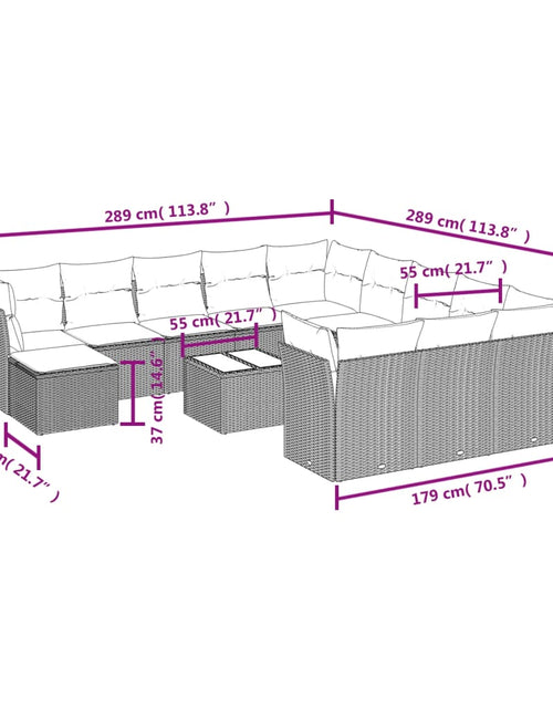 Загрузите изображение в средство просмотра галереи, Set canapele de grădină, 13 piese, cu perne, bej, poliratan

