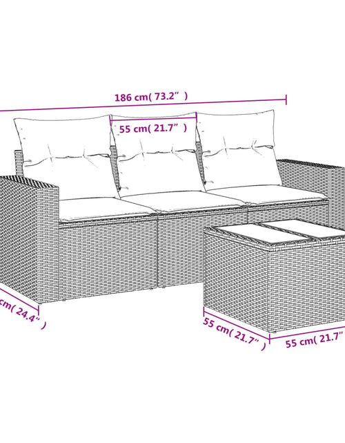 Загрузите изображение в средство просмотра галереи, Set mobilier de grădină cu perne, 4 piese, negru, poliratan
