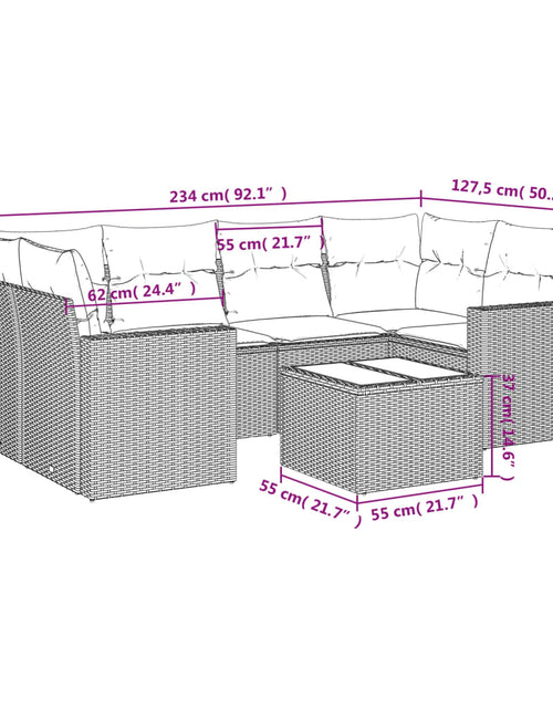 Încărcați imaginea în vizualizatorul Galerie, Set canapele de grădină, 7 piese, cu perne, bej, poliratan
