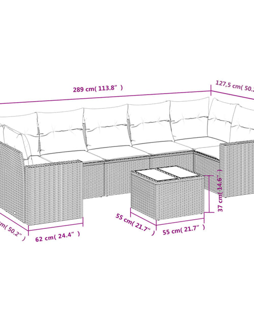 Încărcați imaginea în vizualizatorul Galerie, Set canapele de grădină, 8 piese, cu perne, bej, poliratan
