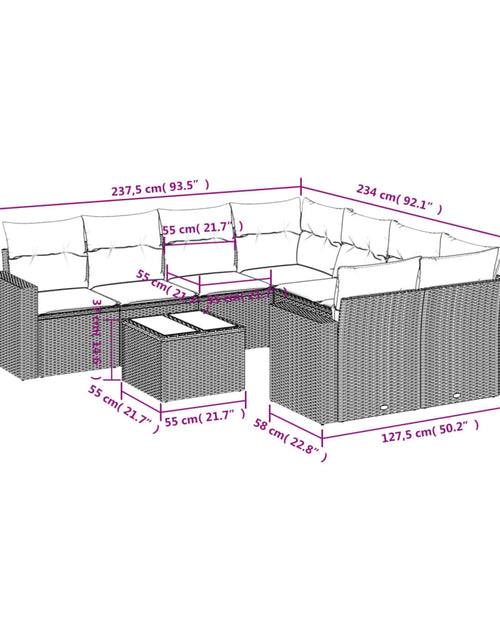 Загрузите изображение в средство просмотра галереи, Set canapele de grădină, 9 piese, cu perne, bej, poliratan
