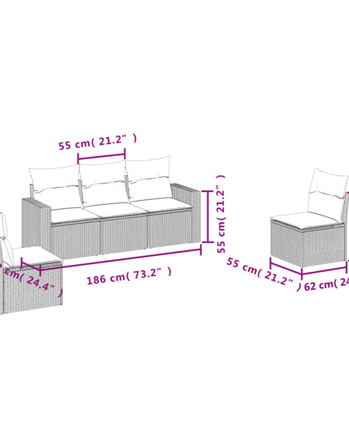 Încărcați imaginea în vizualizatorul Galerie, Set mobilier de grădină cu perne, 5 piese, negru, poliratan
