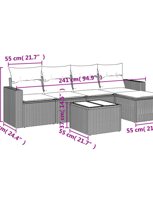 Încărcați imaginea în vizualizatorul Galerie, Set canapele de grădină cu perne, 6 piese, maro, poliratan
