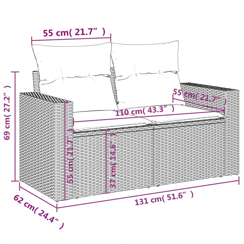 Set mobilier de grădină cu perne, 4 piese, negru, poliratan