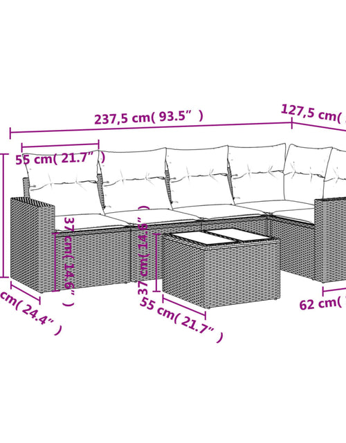 Încărcați imaginea în vizualizatorul Galerie, Set mobilier de grădină cu perne, 6 piese, negru, poliratan
